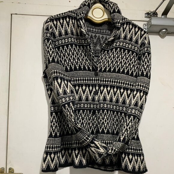 LAUREN RALPH LAUREN KNIT WOOL BLEND PRINT SHAWL SWEATERS SIZE L - Picture 6 of 15